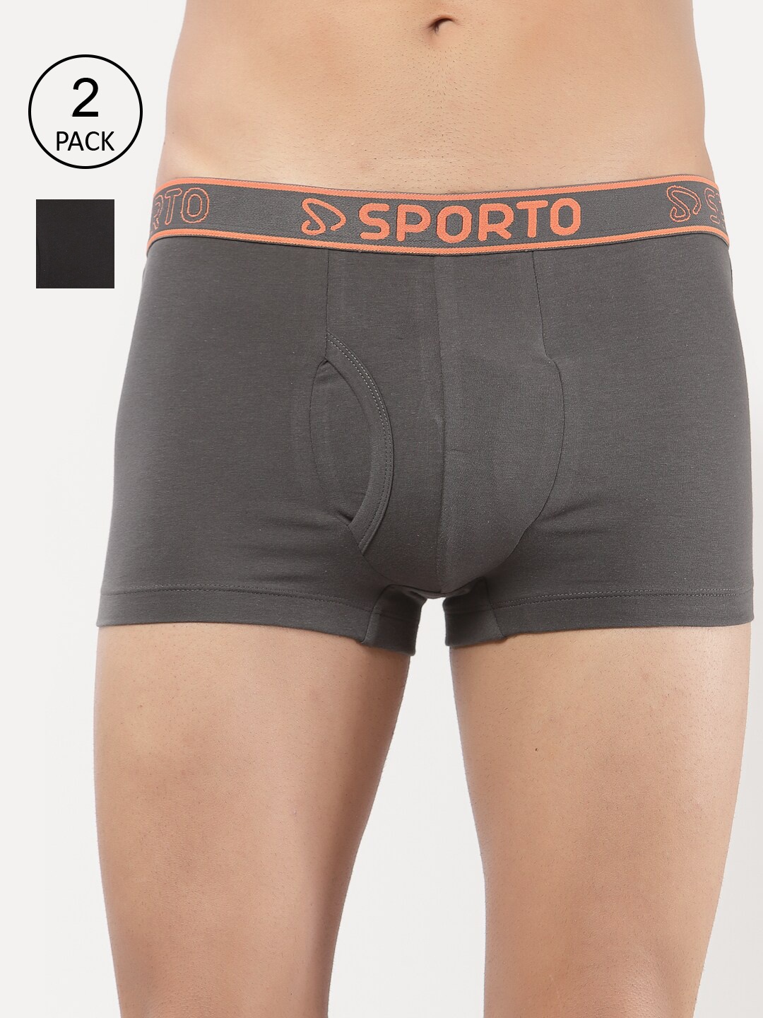 

SPORTO Men Pack Of 2 Solid Trunk, Charcoal