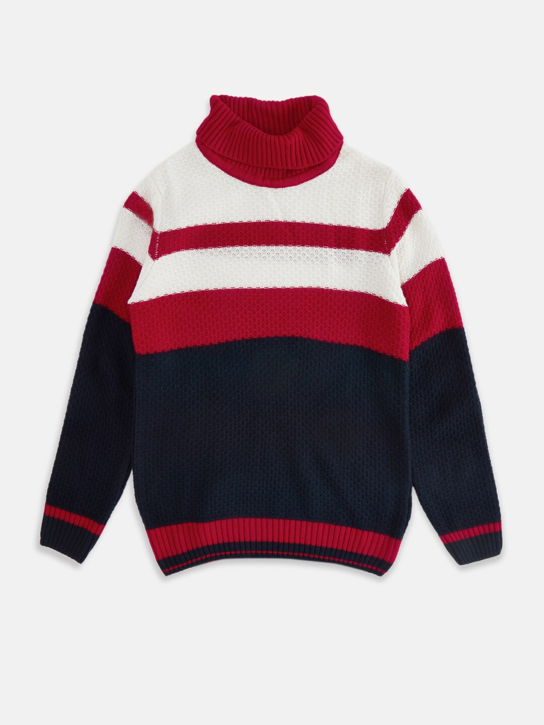 

Pantaloons Junior Boys Blue & Off White Striped Pullover