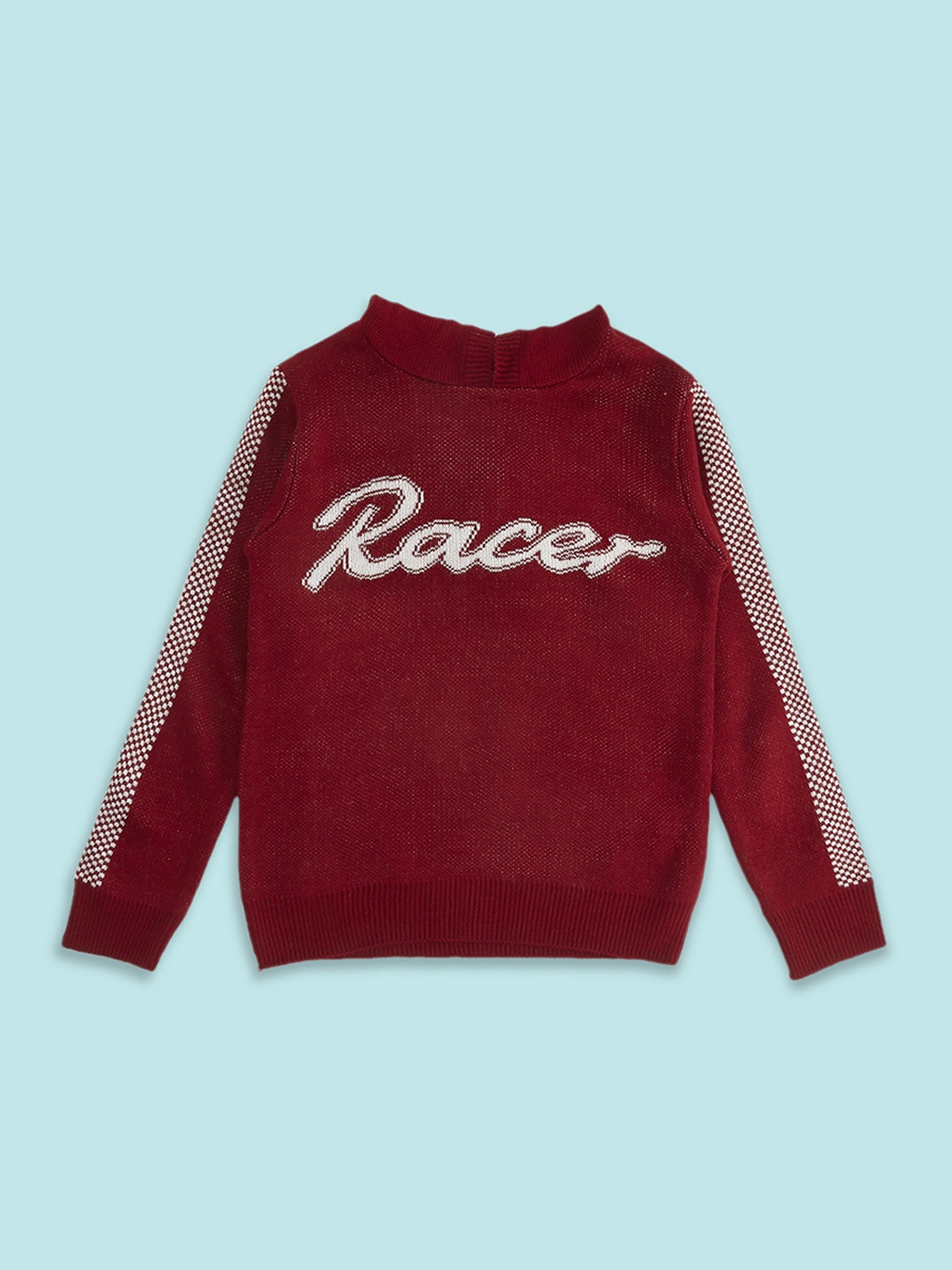 Pantaloons Junior Boys Maroon & Off White Typography Printed Pullover