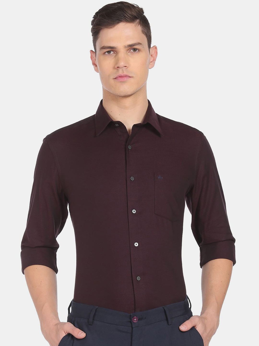 

Arrow Men Slim Fit Pure Cotton Formal Shirt, Burgundy