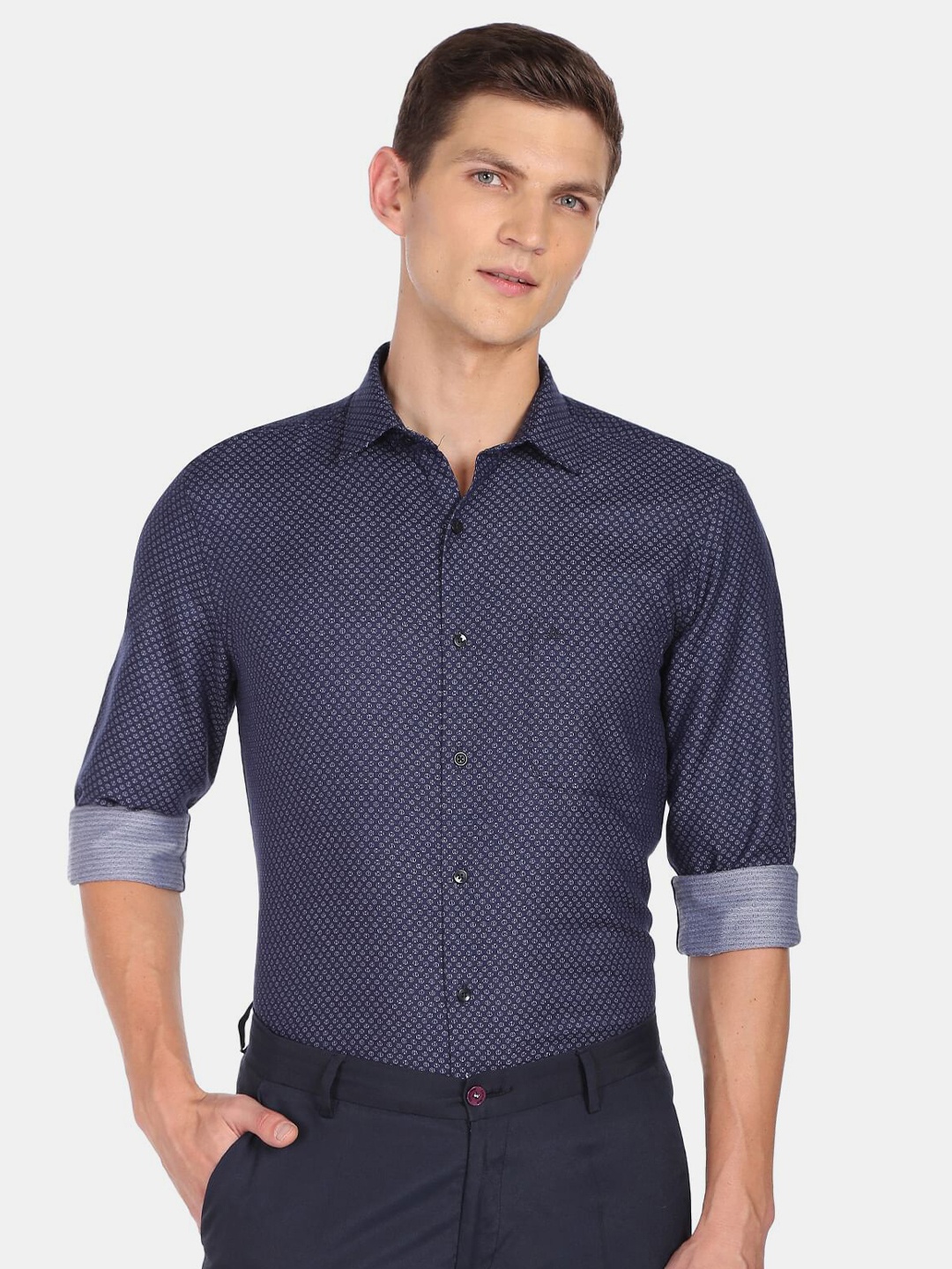 

Arrow Men Printed Pure Cotton Formal Shirt, Blue