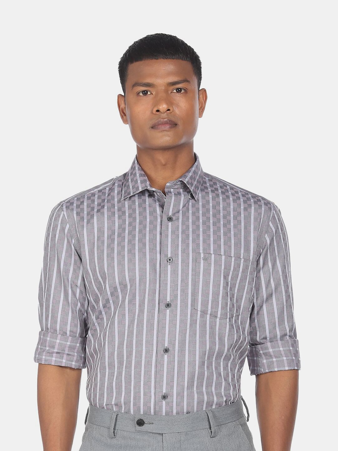 

Arrow New York Men Slim Fit Striped Casual Shirt, Grey