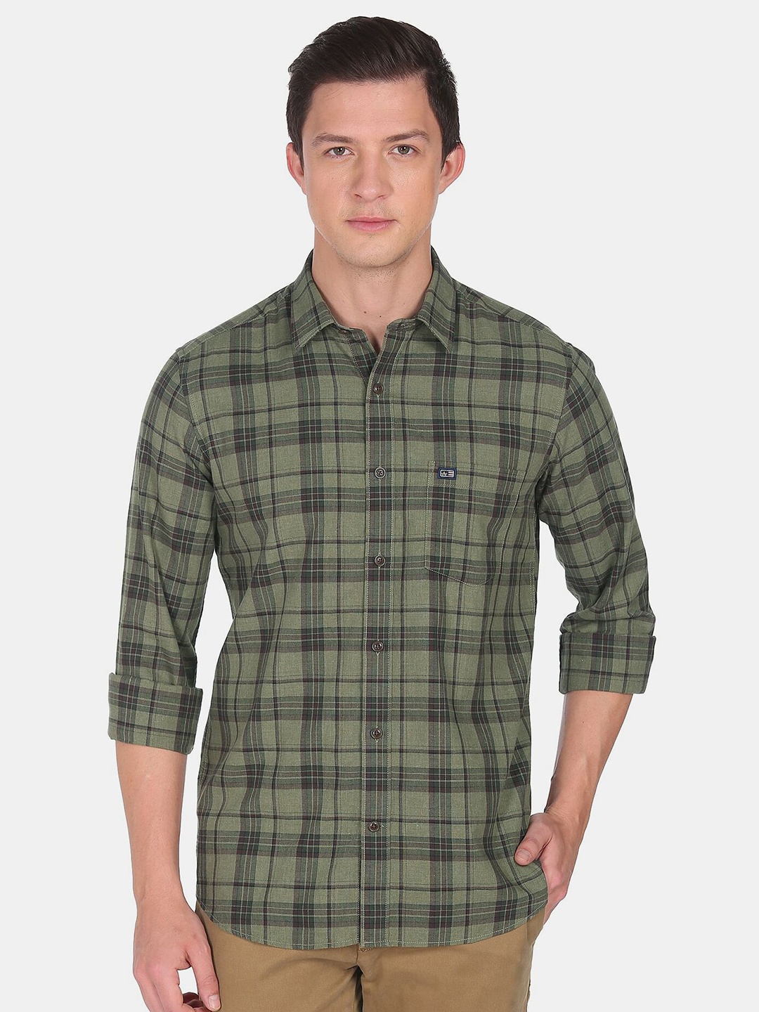 

Arrow Sport Men Slim Fit Tartan Checked Casual Shirt, Green