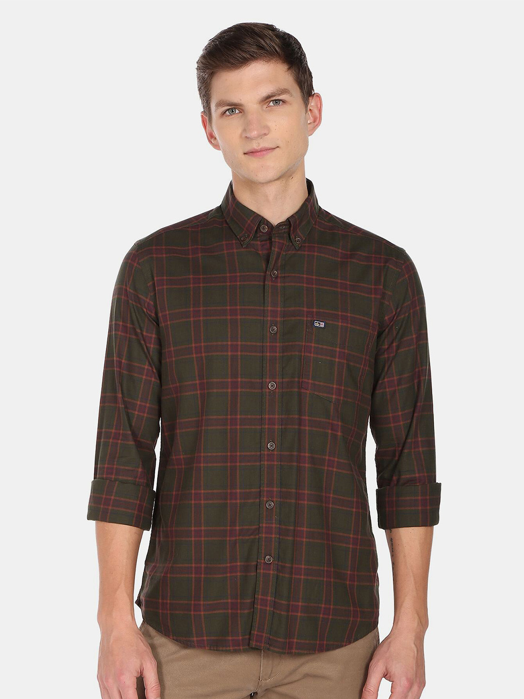 

Arrow Sport Men Slim Fit Tartan Checked Casual Shirt, Green