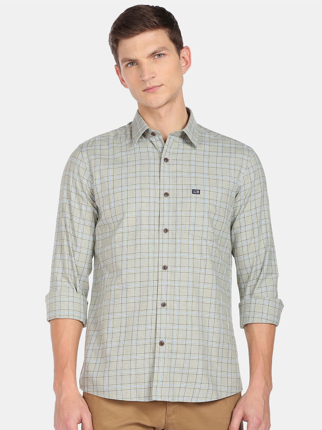 

Arrow Sport Men Slim Fit Checked Pure Cotton Casual Shirt, Green