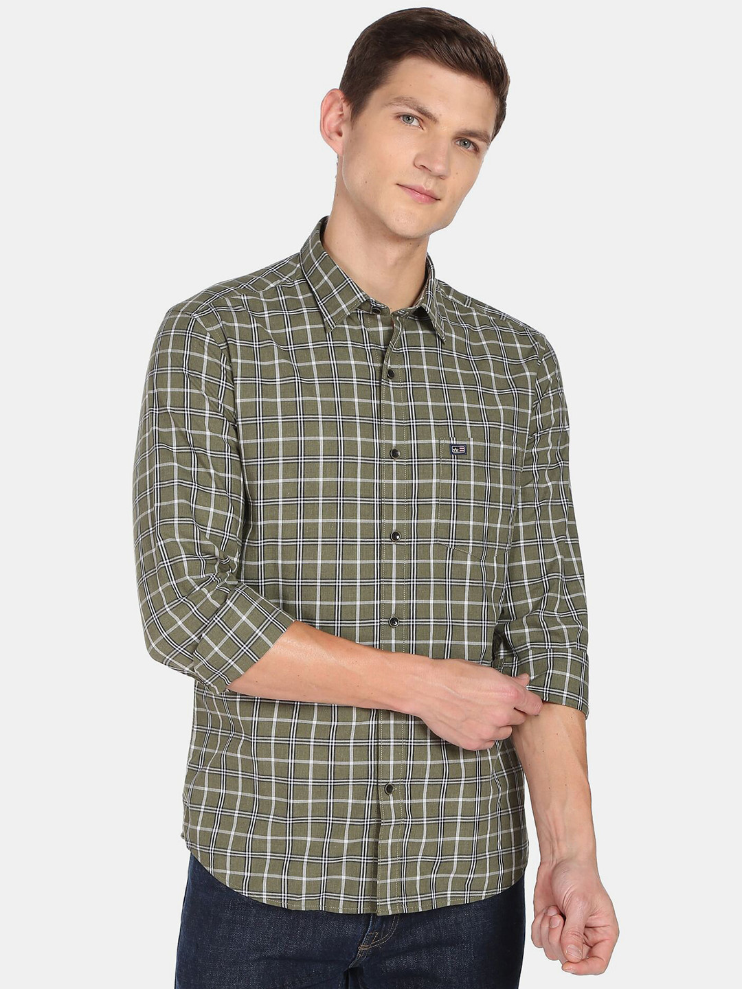 

Arrow Sport Men Slim Fit Tartan Checked Casual Shirt, Green