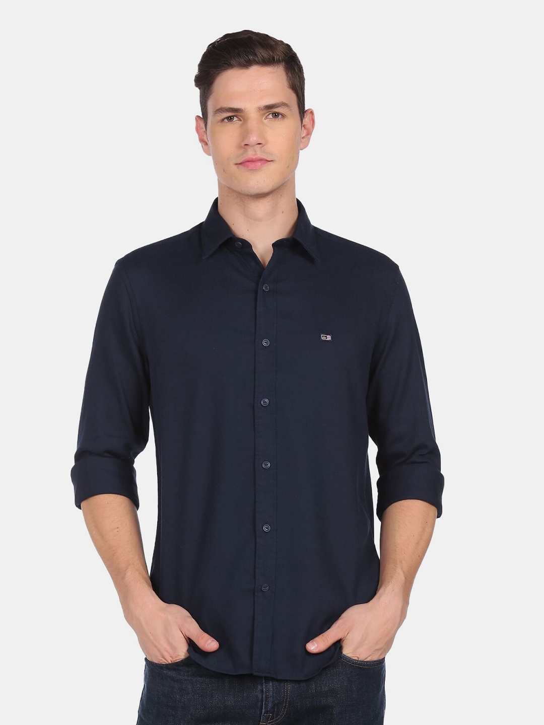 

Arrow Sport Men Regular Fit Solid Cotton Casual Shirt, Navy blue