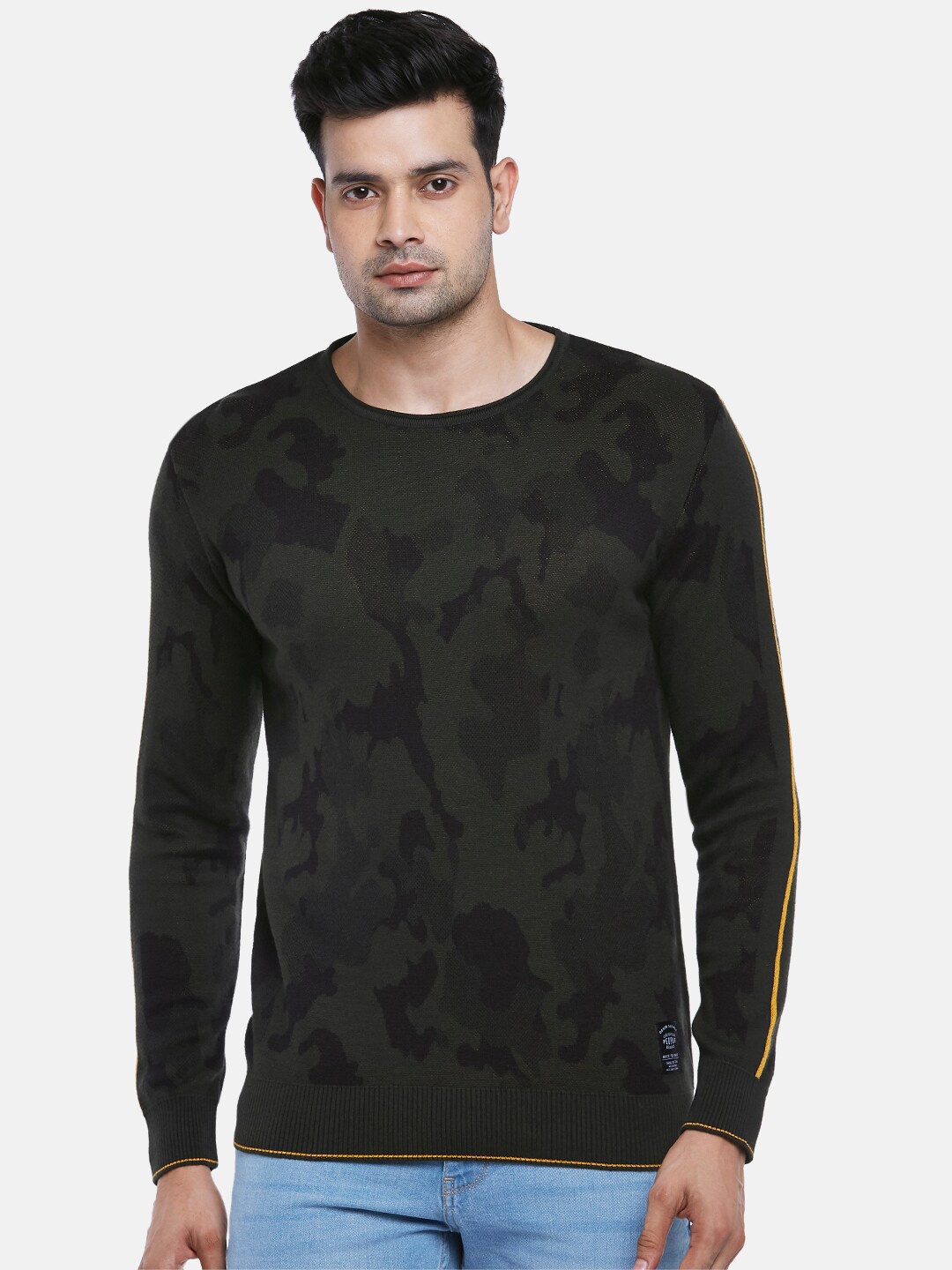 

People Men Olive Green Pullover