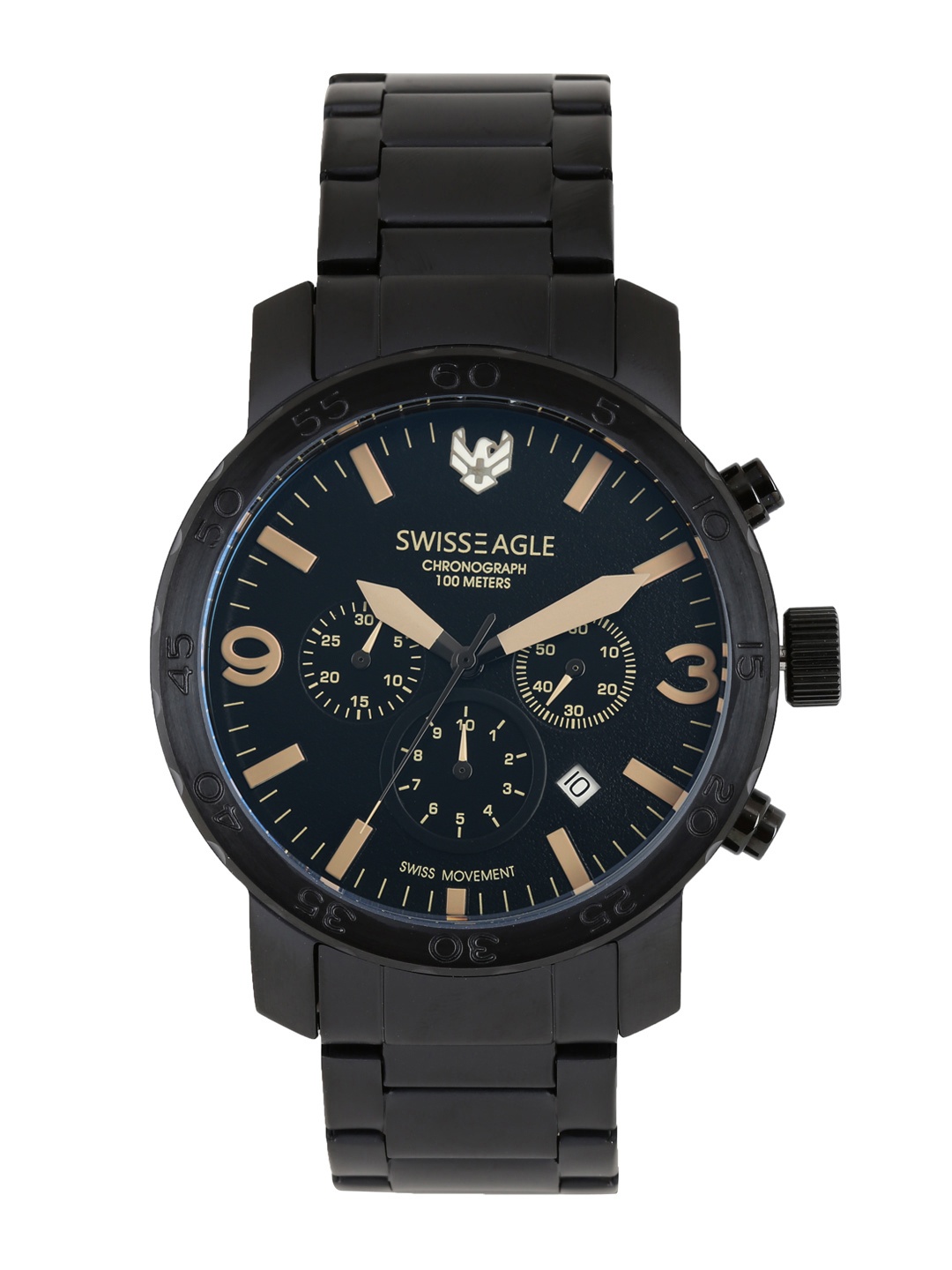 

Swiss Eagle Men Black Chronograph Watch SE-9102-33