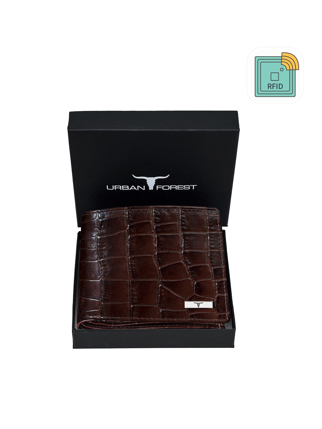 

URBAN FOREST Men Textured Leather Two Fold Wallet, Brown