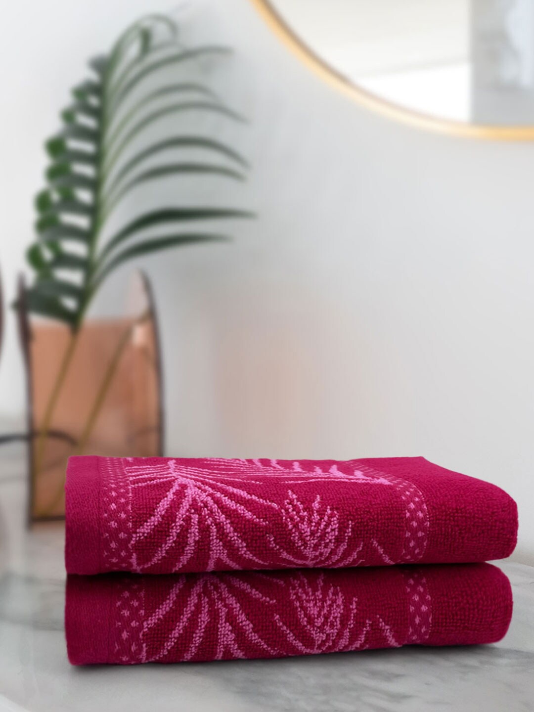 

Aura Wedelia Cotton 2 Piece Hand Towel Set - 380 GSM, Magenta