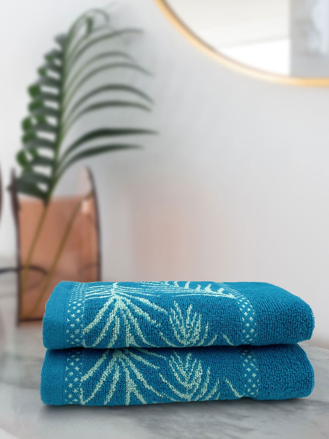 

Aura Wedelia Cotton 2 Piece Hand Towel Set - 380 GSM, Teal