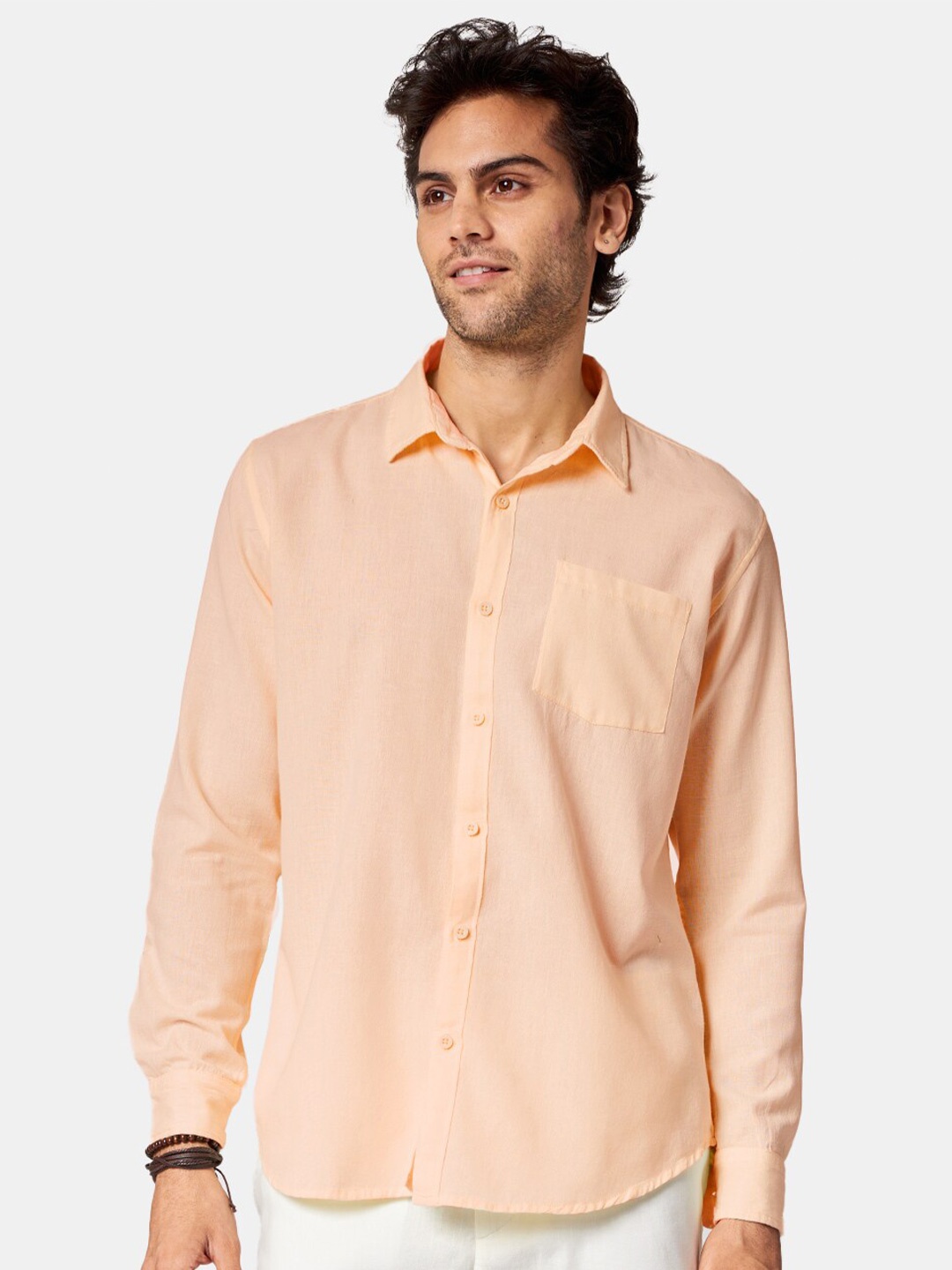 

The Souled Store Men Regular Fit Solid Cotton Casual Shirt, Orange
