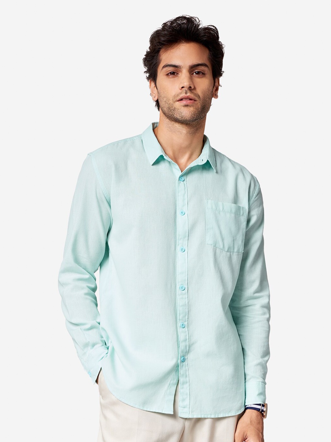 

The Souled Store Men Regular Fit Solid Casual Shirt, Blue