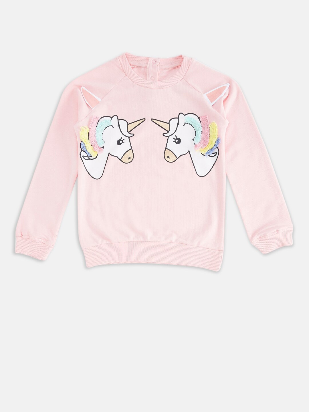 

Pantaloons Junior Girls Printed Cotton Sweatshirt, Rose