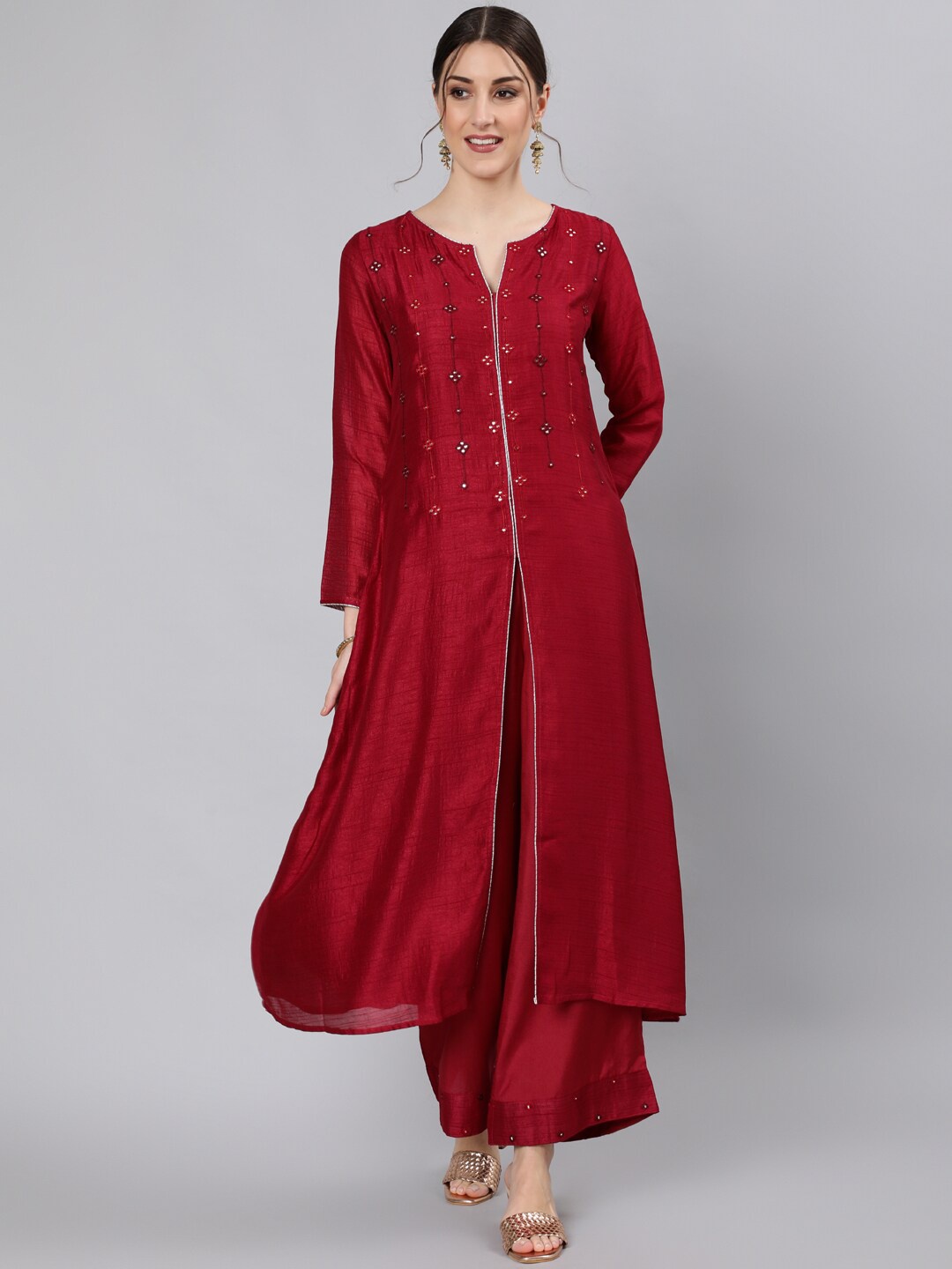 

Jaipur Kurti Women Kurta with Palazzos, Maroon