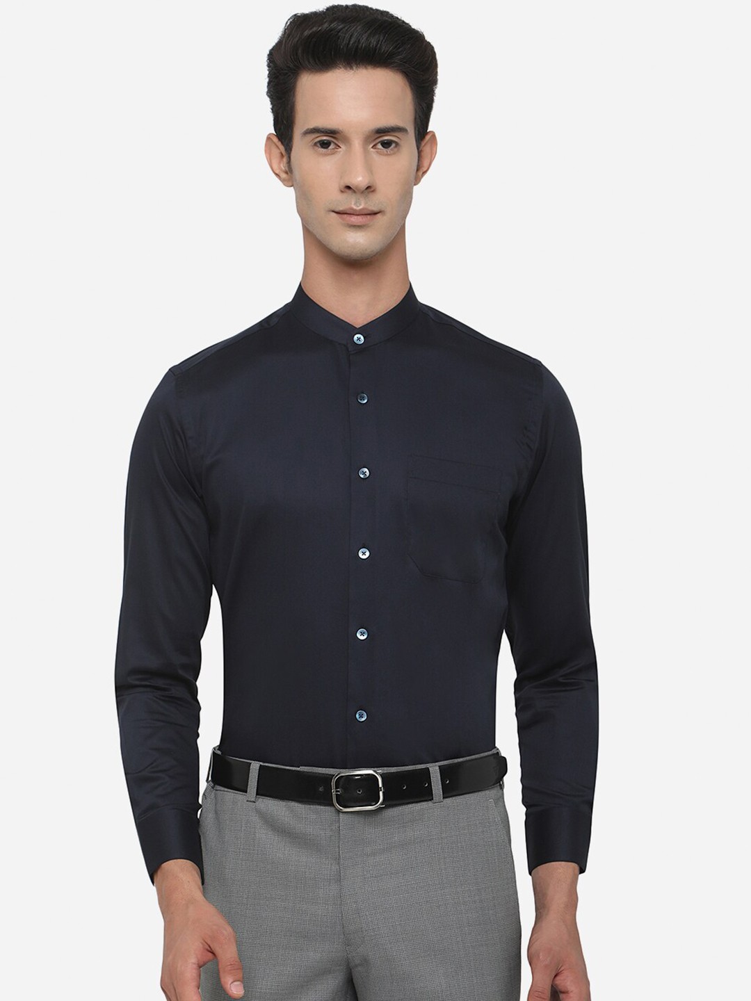 

METAL Men Slim Fit Solid Formal Shirt, Blue