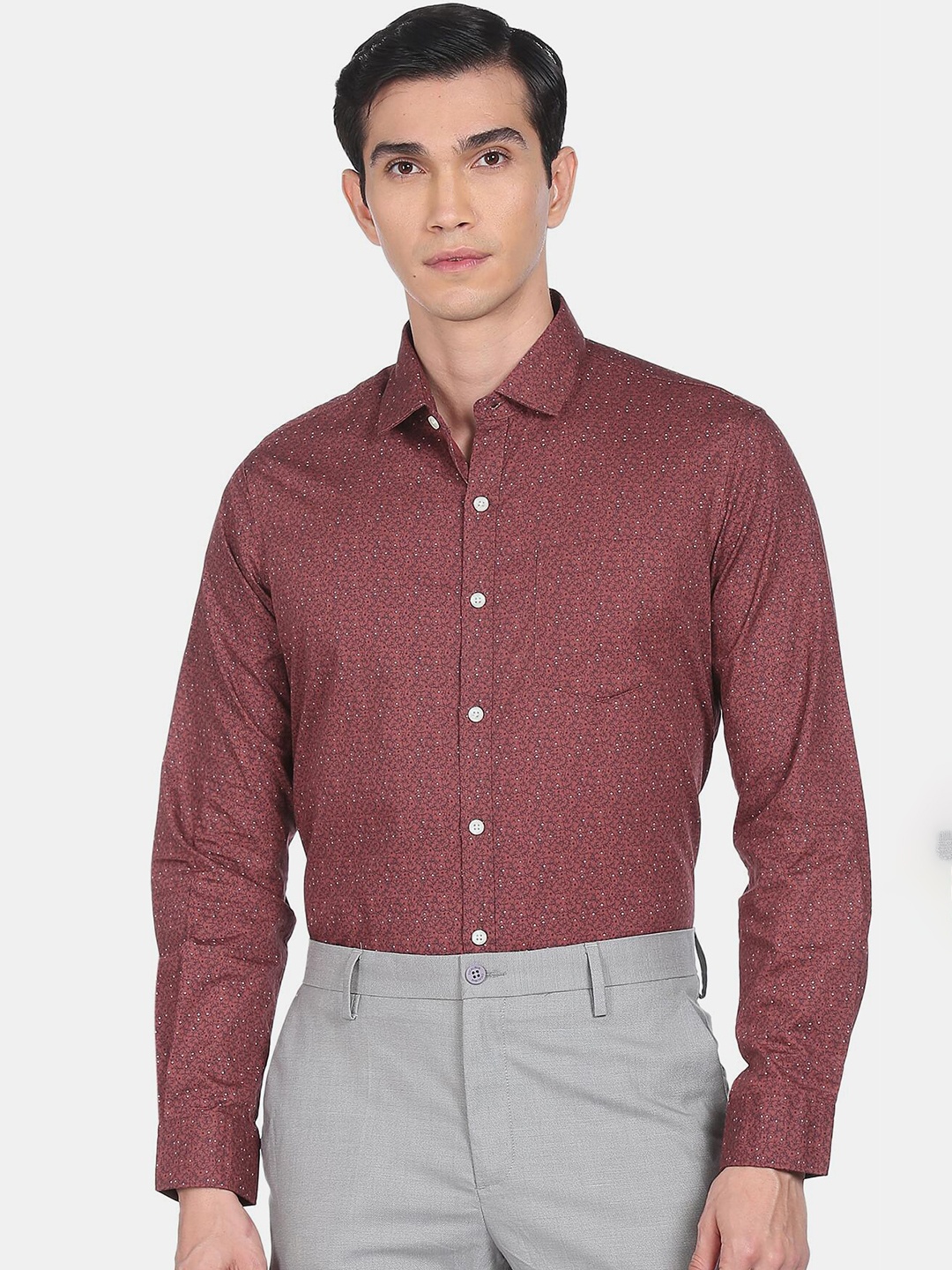 

Excalibur Men Red Slim Fit Floral Printed Casual Shirt