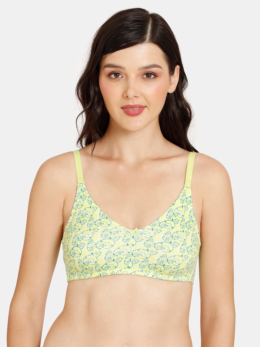 

Rosaline by Zivame Green & Yellow Geometric Printed Bra
