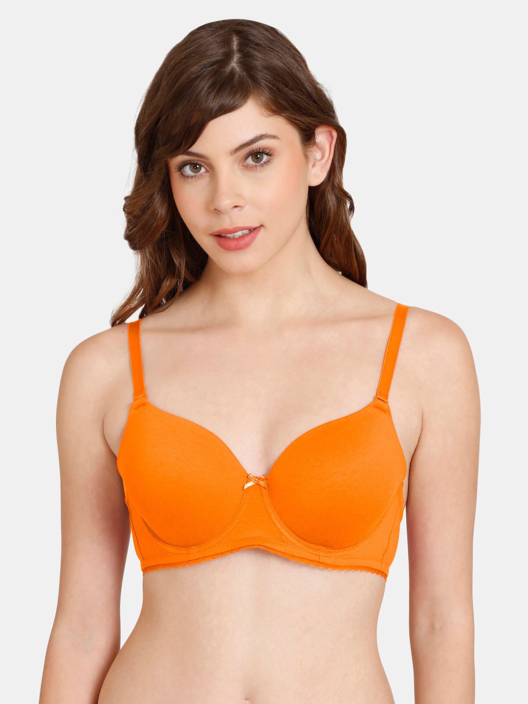

Rosaline by Zivame Women Orange Underwired Lightly Padded Tshirt Bra