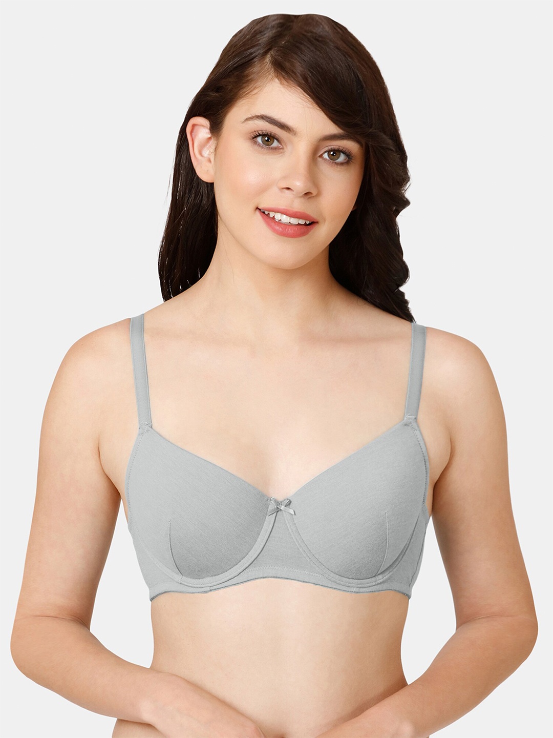 

Rosaline by Zivame Women Grey Solid Cotton Lightly Padded Bra