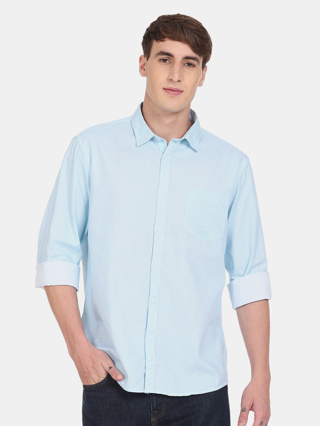 

Ruggers Men Printed Casual Shirt, Blue