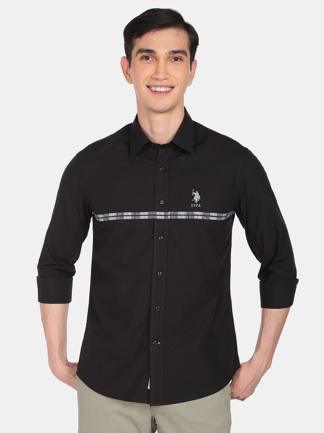 

U S Polo Assn Men Solid Casual Shirt, Black