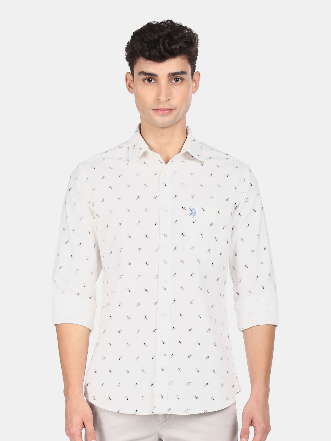 

U S Polo Assn Men Printed Casual Shirt, White