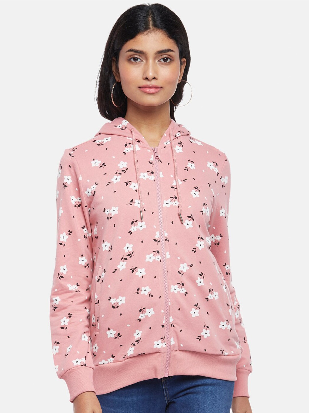 

Honey by Pantaloons Women Printed Hooded Cotton Sweatshirt, Pink