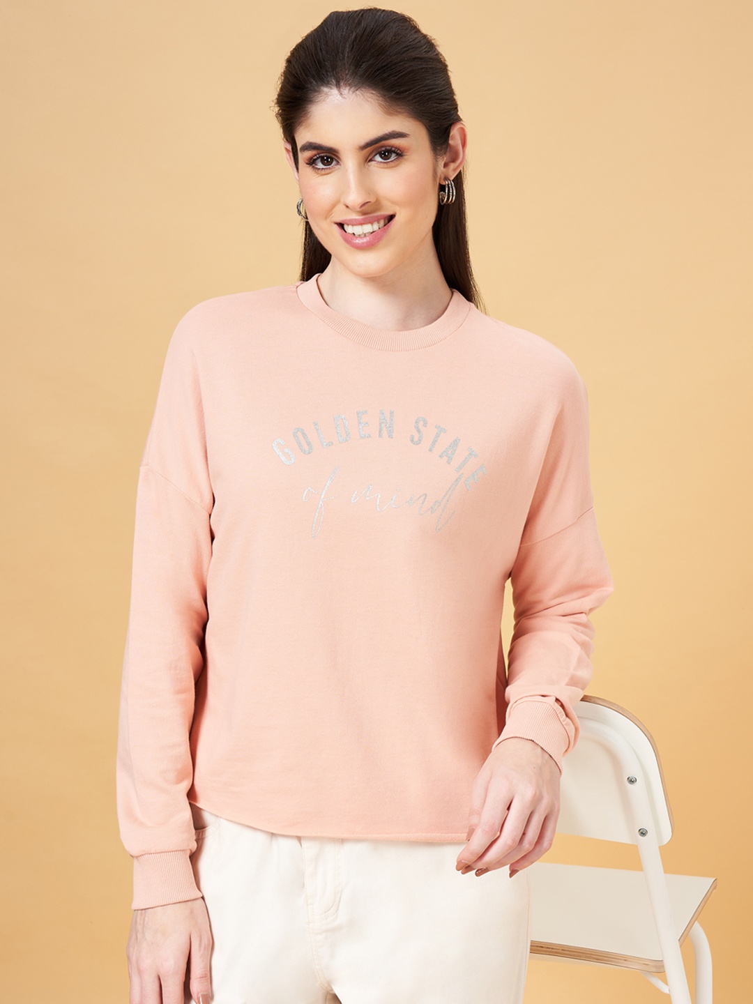

Honey by Pantaloons Women Cotton Printed Sweatshirt, Pink