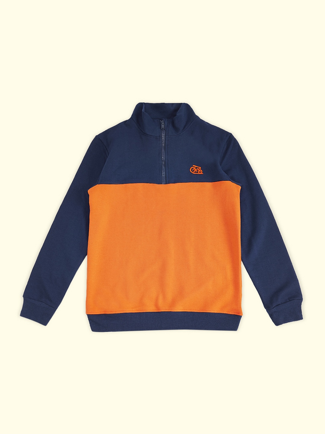 

Pantaloons Junior Boys Colourblocked Cotton Sweatshirt, Navy blue