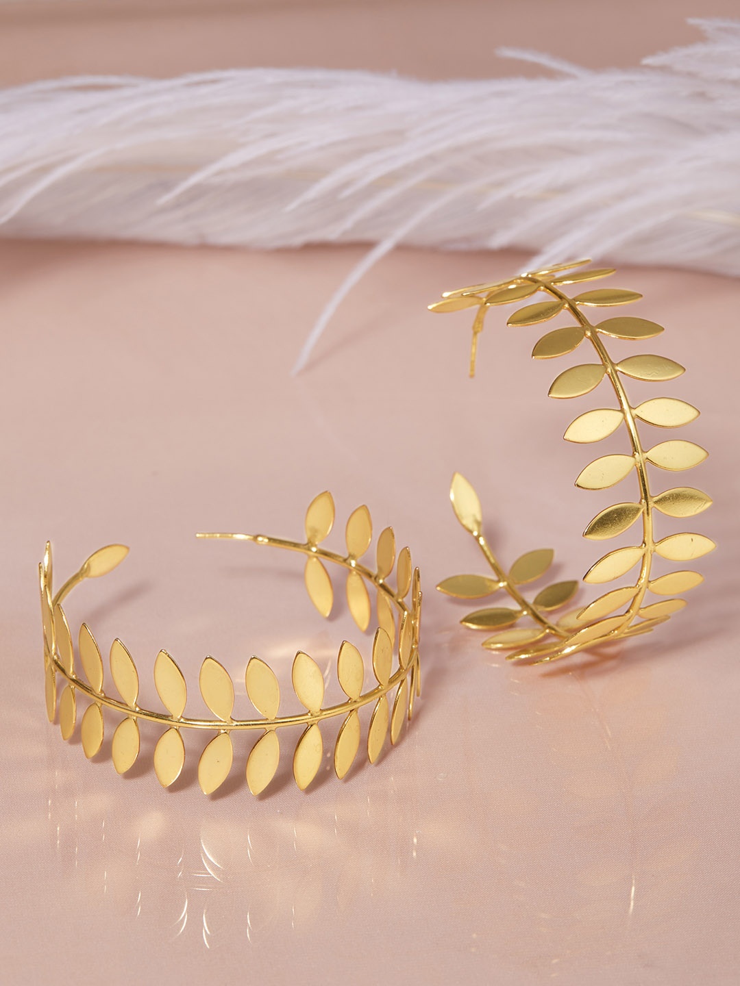 

Rubans Voguish Gold-Plated Leaf Shaped Hoop Earrings