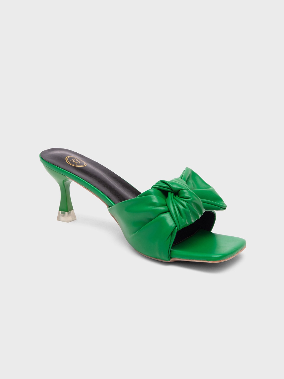 

20Dresses Women Green PU Party Mules with Bows