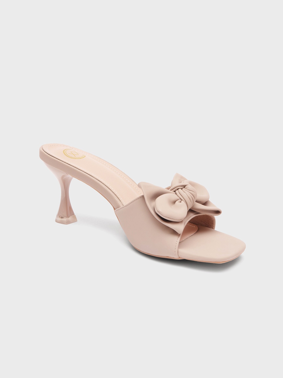 

20Dresses Women Beige PU Party Stiletto Sandals with Bows