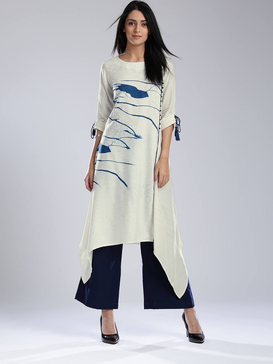 

W Women White Printed A-Line Kurta