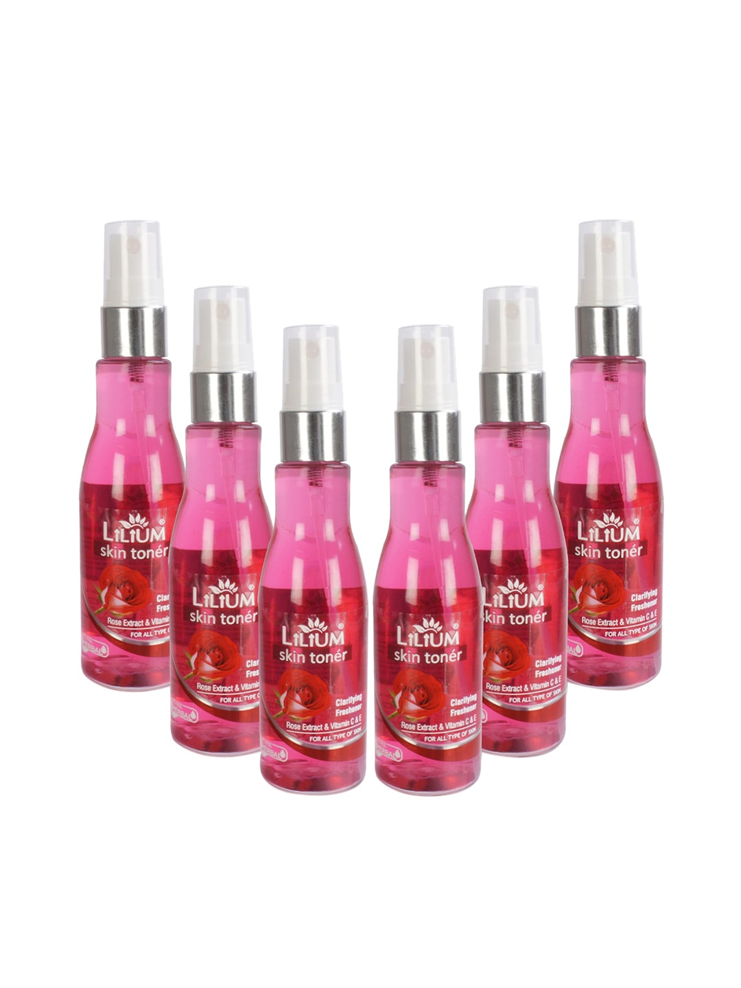 

Lilium Set Of 6 Rose Skin Toner, Red