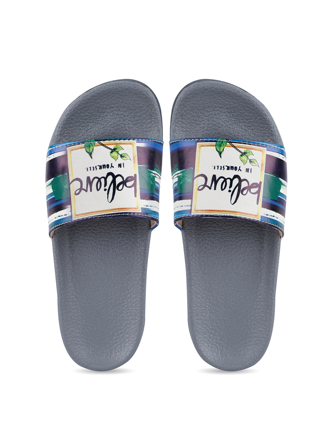 

AMACLASS Women Printed Sliders, Grey