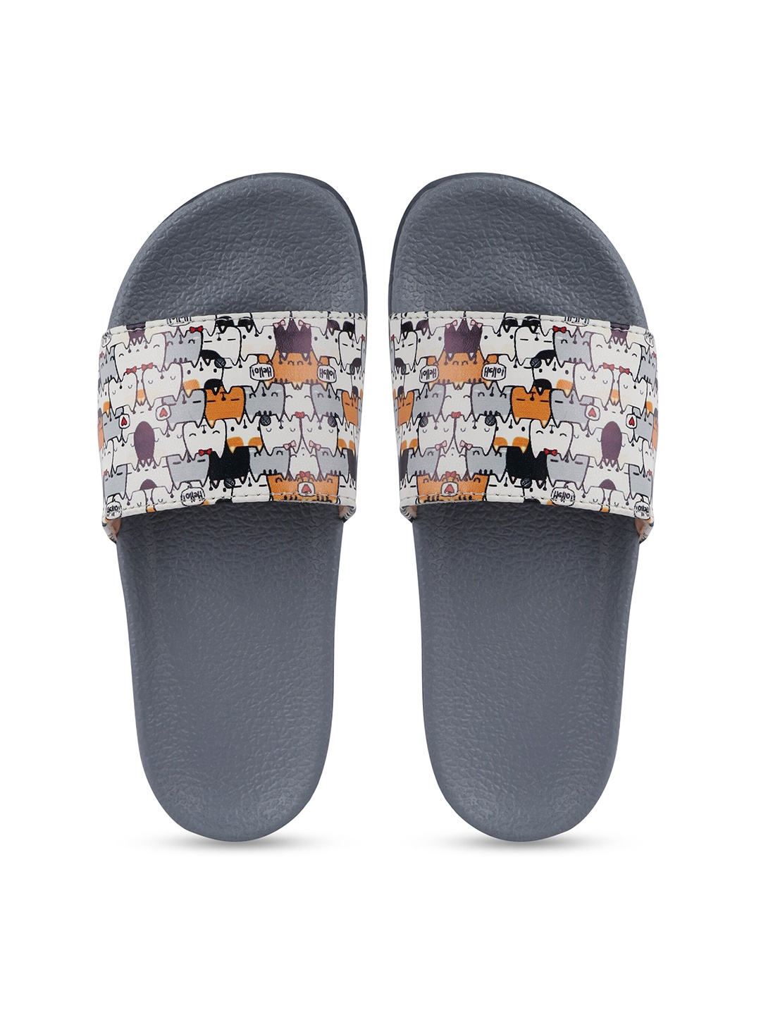 

AMACLASS Women Printed Sliders, Grey