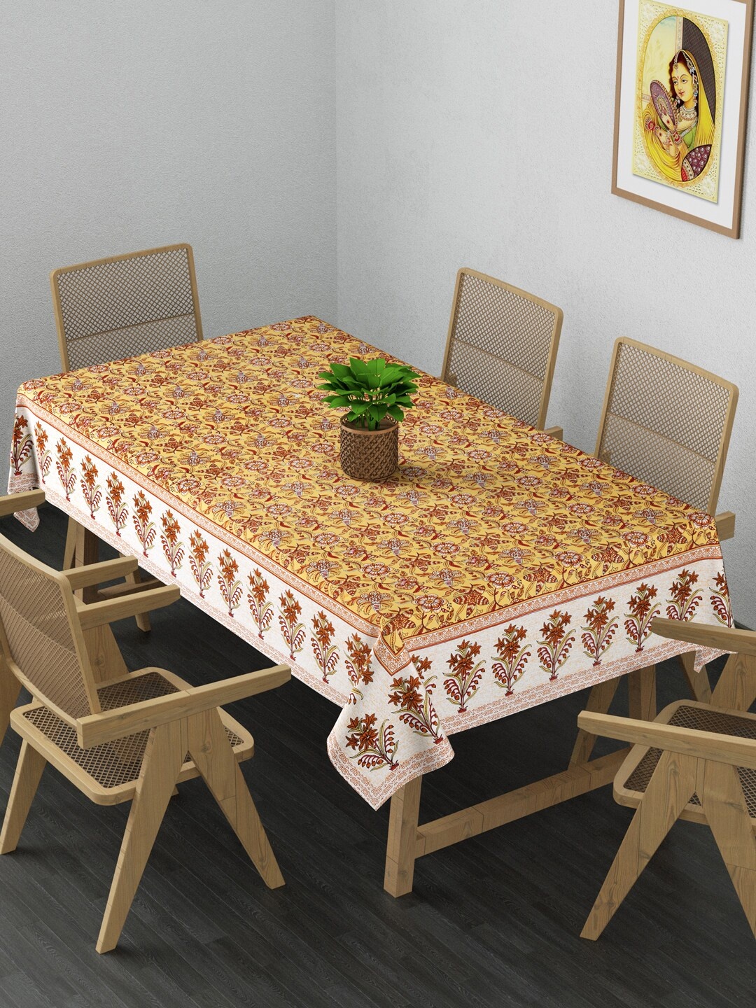 

Gulaab Jaipur Orange-Coloured Printed Cotton Table Cover