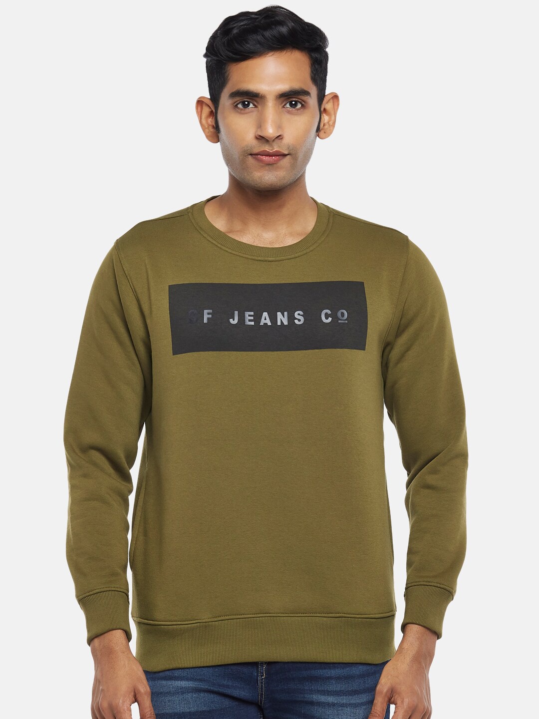 

SF JEANS by Pantaloons Men Printed Sweatshirt, Olive