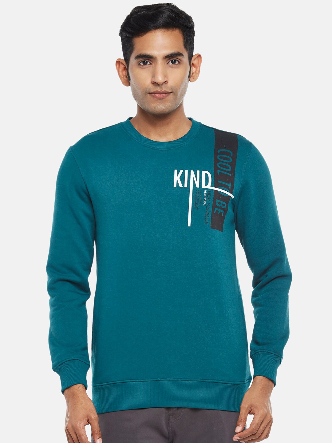 

Urban Ranger by pantaloons Men Printed Sweatshirt, Teal