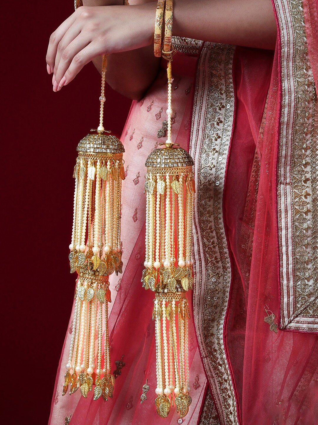 

Rubans Set Of 2 Yellow And White Gold Plated Faux Pearl Beaded Kaleera