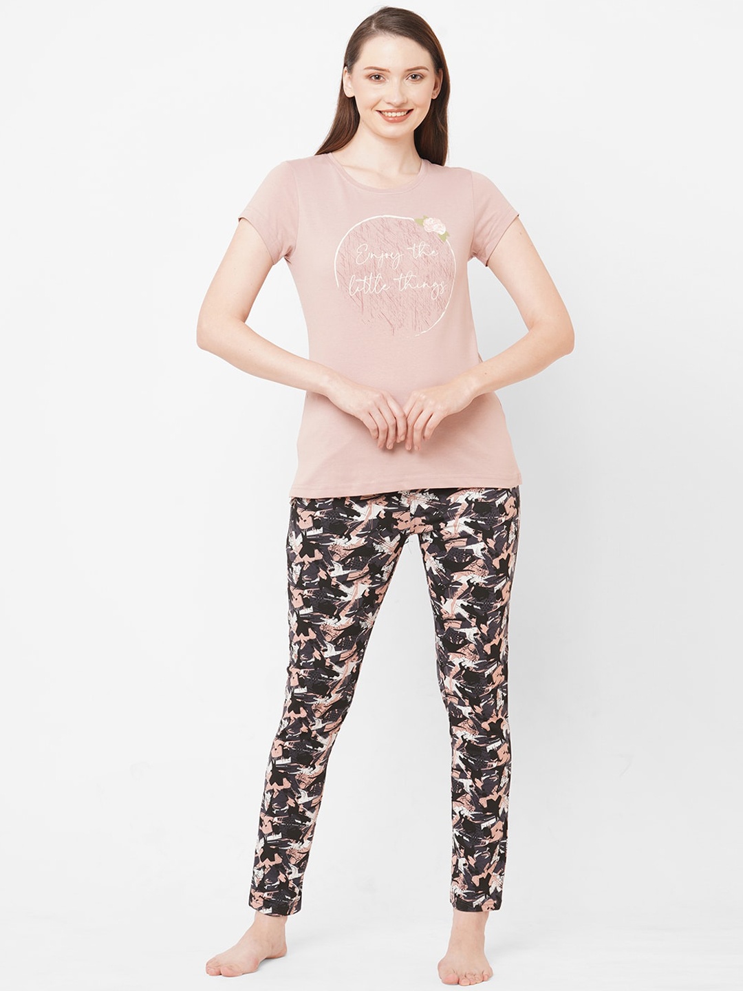 

Sweet Dreams Women Pink & Black Night suit