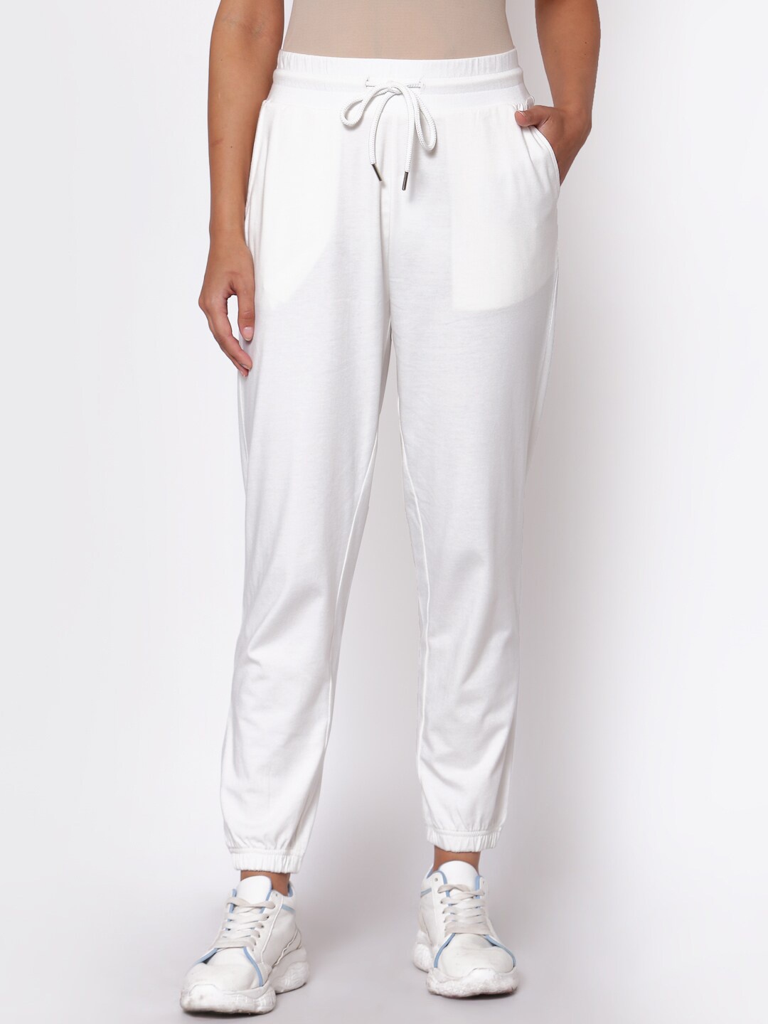 

YOONOY Women Off White High-Rise Joggers Trousers
