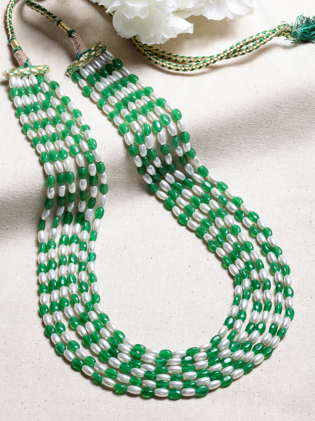 

PANASH Green & White Layered Necklace