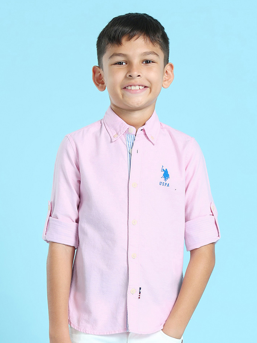 U S Polo Assn Kids Boys Solid Pure Cotton Casual Shirt