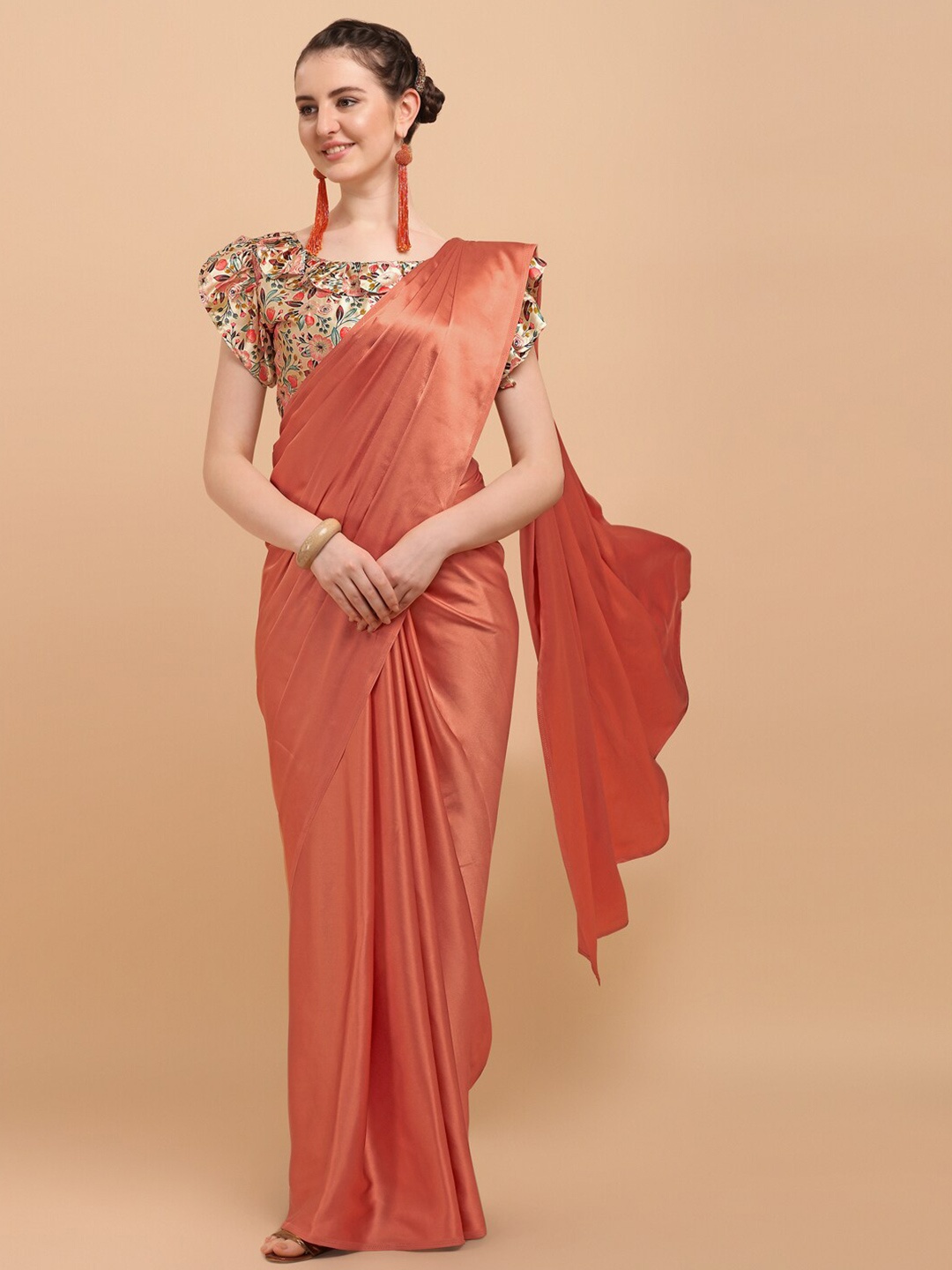 

Fab Viva Red Pure Silk Plain Saree