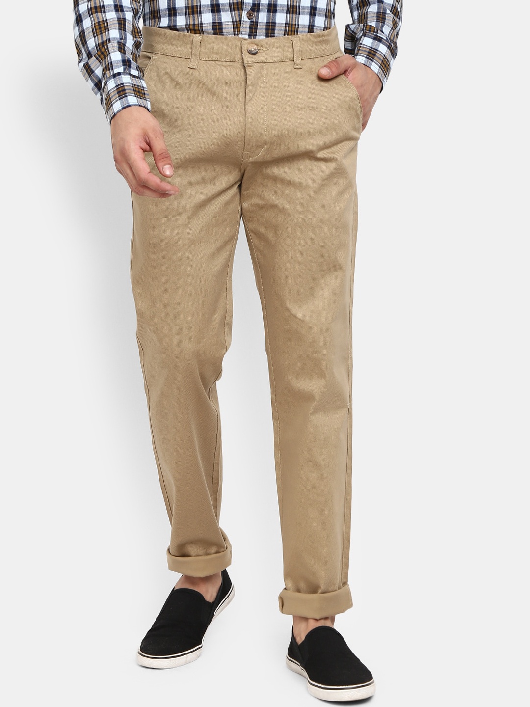 

V-Mart Men Khaki Classic Slim Fit Cotton Trouser