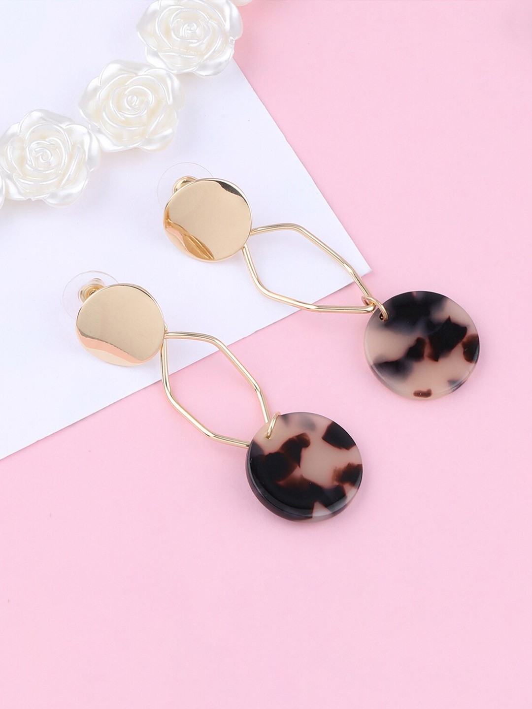 

Silver Shine Women Gold-Toned Classic Drop Earrings