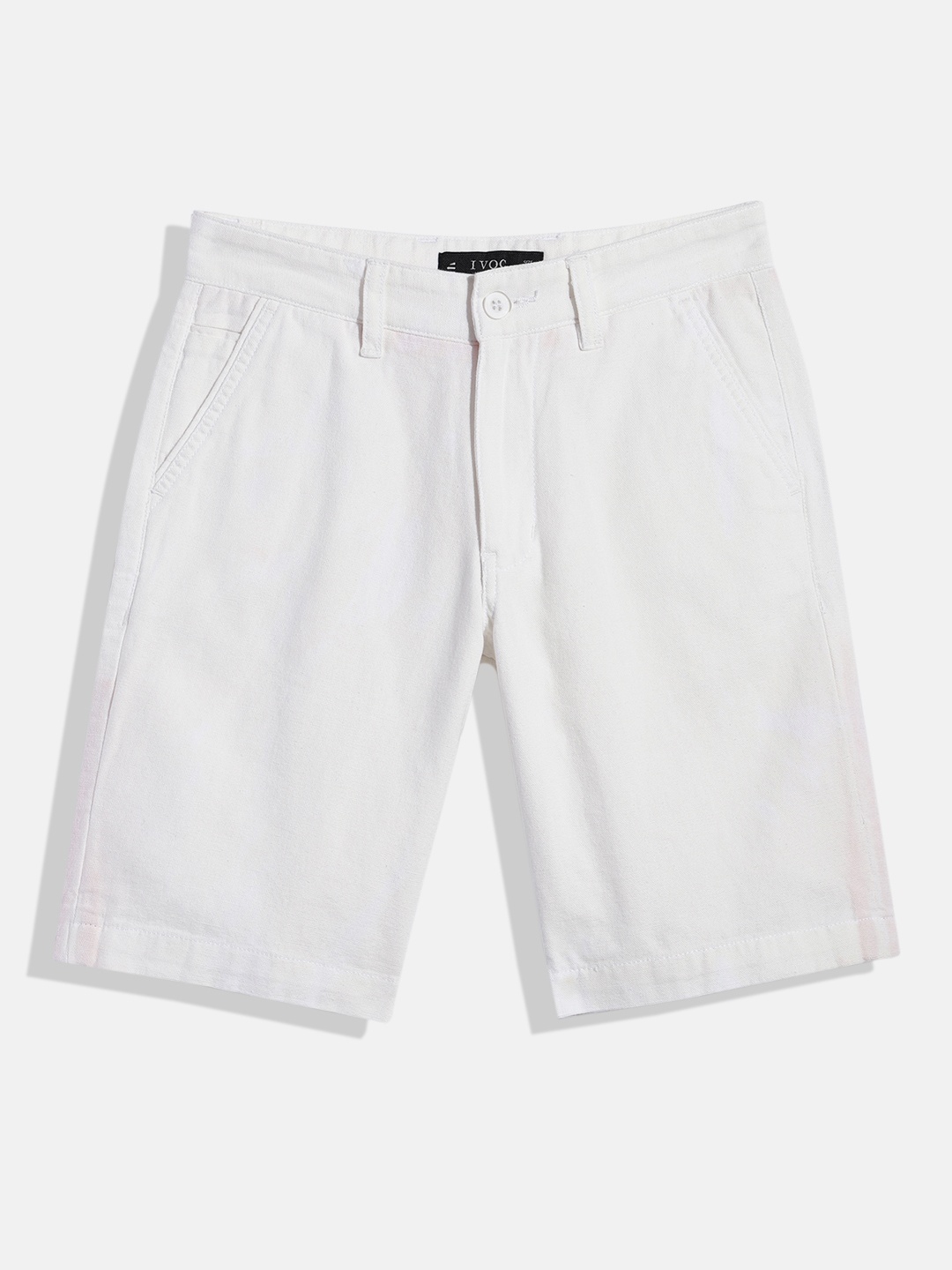 

IVOC Boys White Solid Pure Cotton Slim Fit Shorts